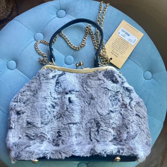 Patricia Nash Faux Fur Laureana Satchel Purse Optional Chain Crossbody - Picture 1 of 11